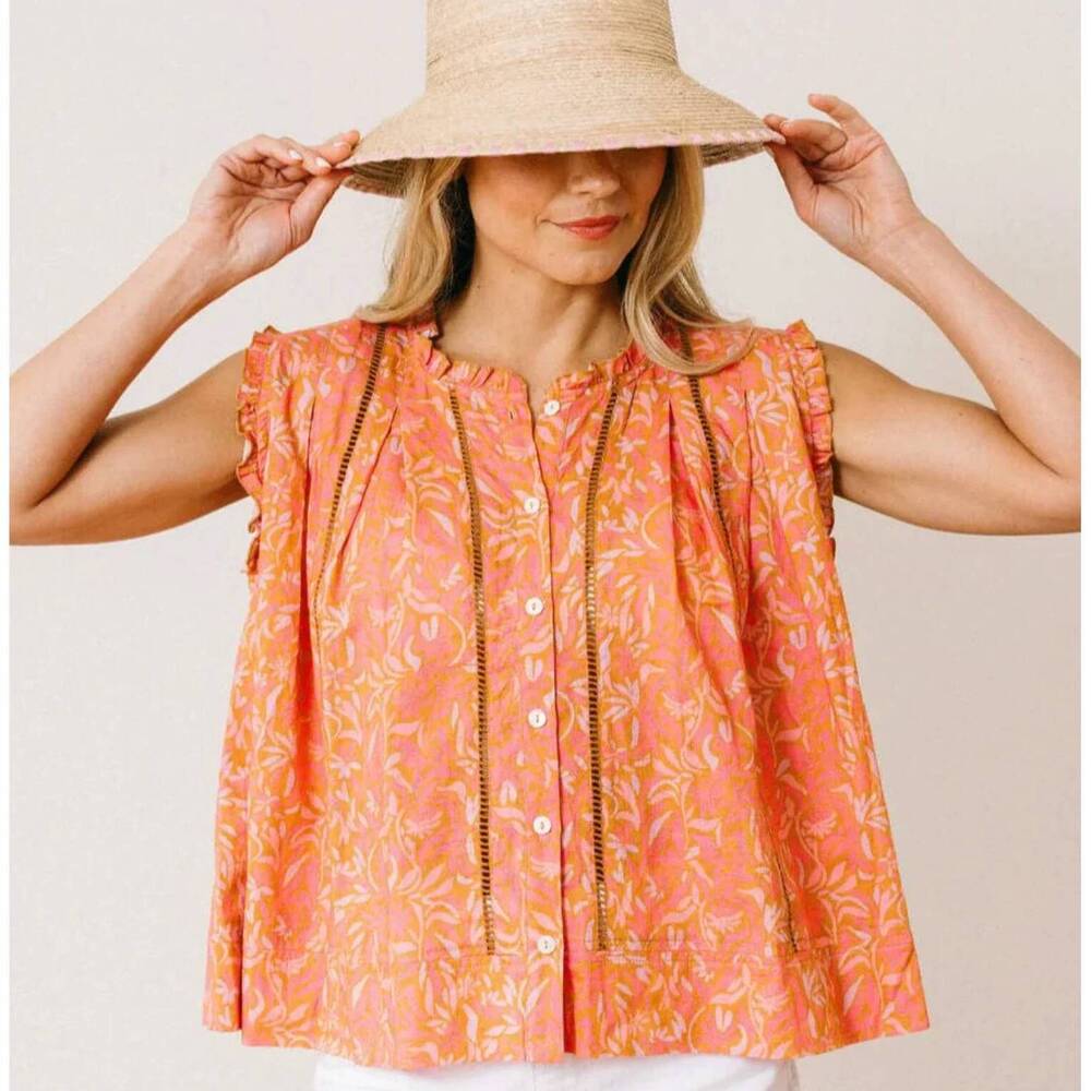 NEW SUNSHINE TIENDA floral augustine top in pink folk